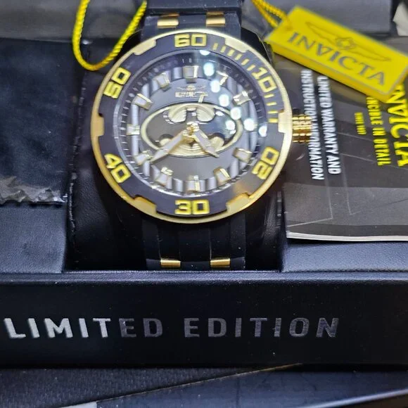 Invicta DC Comics Batman Men's Watch - 50mm, Gold, Black - LE /4000 mint 50mm